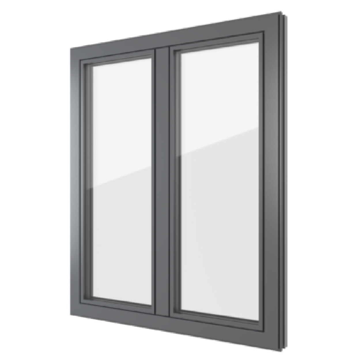 Serramento in alluminio a due ante Finstral, elevato isolamento e design sobrio.